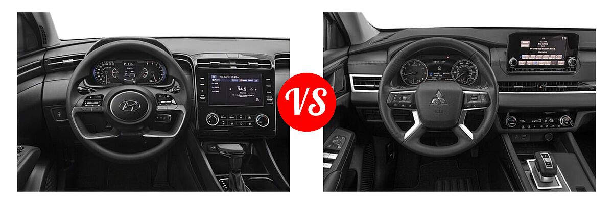 2022 Hyundai Tucson SUV N Line / SE / XRT vs. 2022 Mitsubishi Outlander SUV ES / SE / SE Launch Edition - Dashboard Comparison