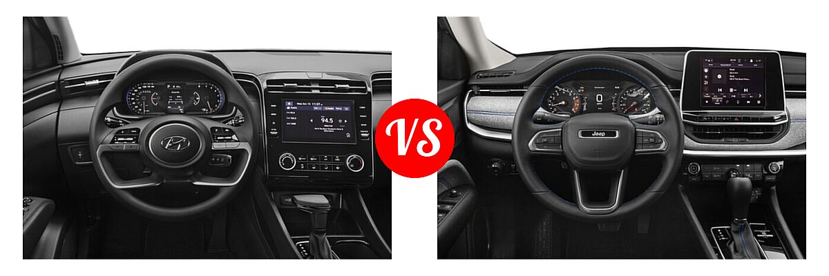 2022 Hyundai Tucson SUV N Line / SE / XRT vs. 2022 Jeep Compass SUV (RED) Edition / High Altitude / Latitude / Latitude Lux / Limited / Sport / Trailhawk - Dashboard Comparison