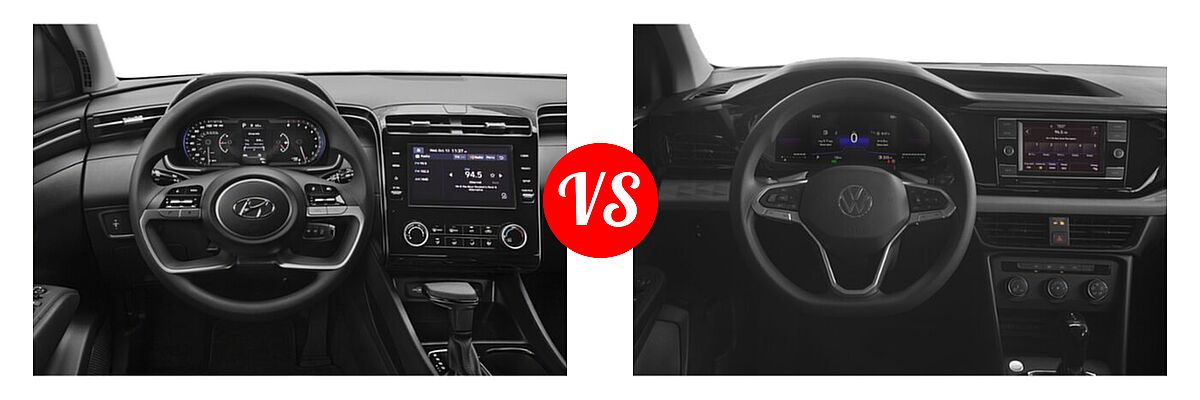 2022 Hyundai Tucson SUV N Line / SE / XRT vs. 2022 Volkswagen Taos SUV S - Dashboard Comparison