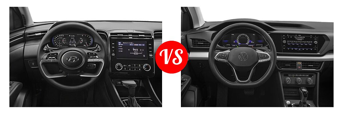 2022 Hyundai Tucson SUV N Line / SE / XRT vs. 2022 Volkswagen Taos SUV SE - Dashboard Comparison