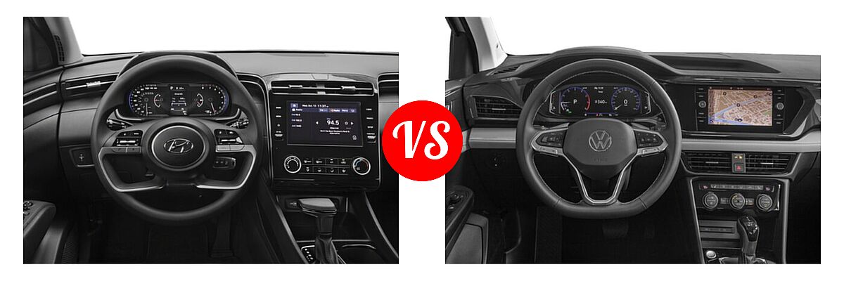2022 Hyundai Tucson SUV N Line / SE / XRT vs. 2022 Volkswagen Taos SUV SEL - Dashboard Comparison