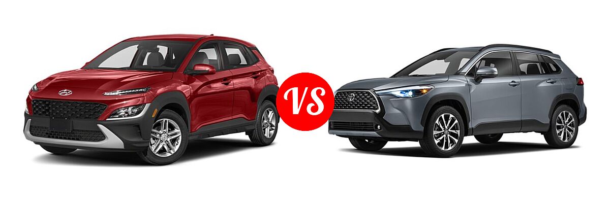 2022 Hyundai Kona SUV N Line / SE vs. 2022 Toyota Corolla Cross SUV L / XLE - Front Left Comparison