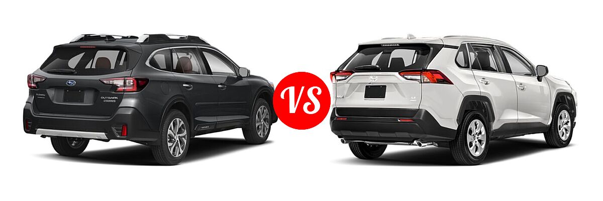 2022 Subaru Outback SUV Touring vs. 2022 Toyota RAV4 SUV LE - Rear Right Comparison