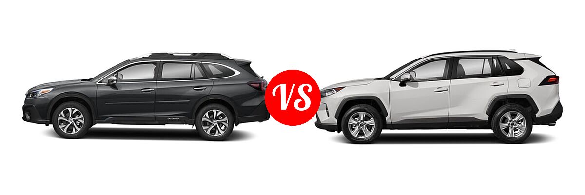 2022 Subaru Outback SUV Touring vs. 2022 Toyota RAV4 SUV XLE / XLE Premium - Side Comparison
