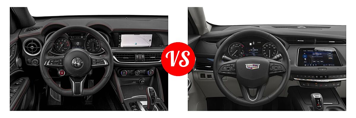 2022 Alfa Romeo Stelvio Quadrifoglio SUV Quadrifoglio vs. 2019 Cadillac XT4 SUV AWD Luxury / AWD Premium Luxury / AWD Sport / FWD Luxury / FWD Premium Luxury / FWD Sport - Dashboard Comparison