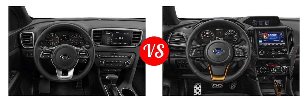 2022 Kia Sportage SUV Nightfall vs. 2022 Subaru Forester SUV Wilderness - Dashboard Comparison