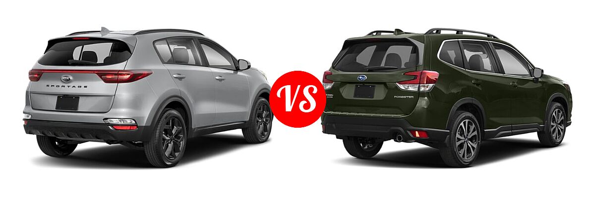 2022 Kia Sportage SUV Nightfall vs. 2022 Subaru Forester SUV Limited - Rear Right Comparison