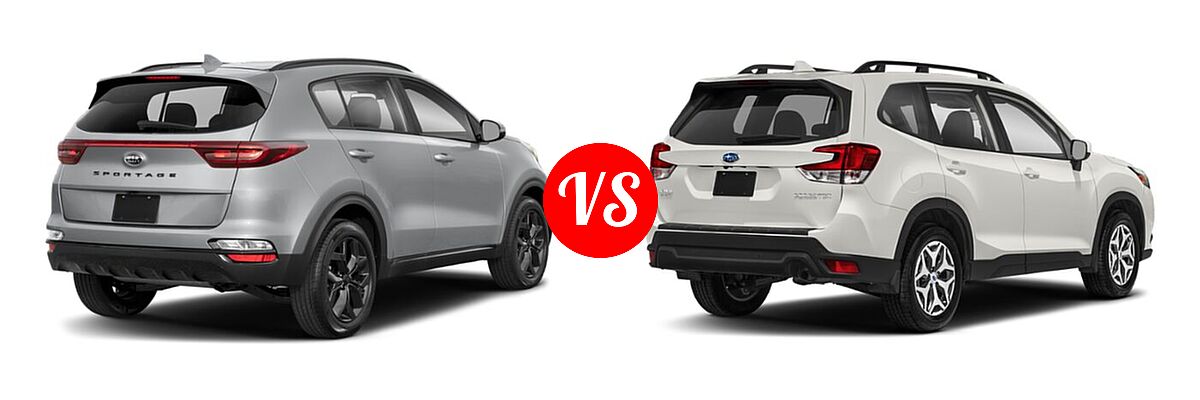 2022 Kia Sportage SUV Nightfall vs. 2022 Subaru Forester SUV Premium - Rear Right Comparison