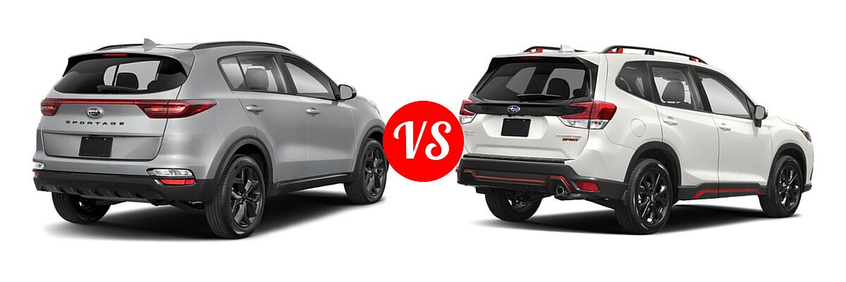2022 Kia Sportage SUV Nightfall vs. 2022 Subaru Forester SUV Sport - Rear Right Comparison