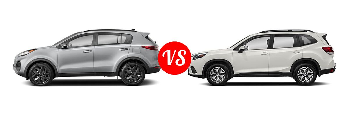 2022 Kia Sportage SUV Nightfall vs. 2022 Subaru Forester SUV Premium - Side Comparison