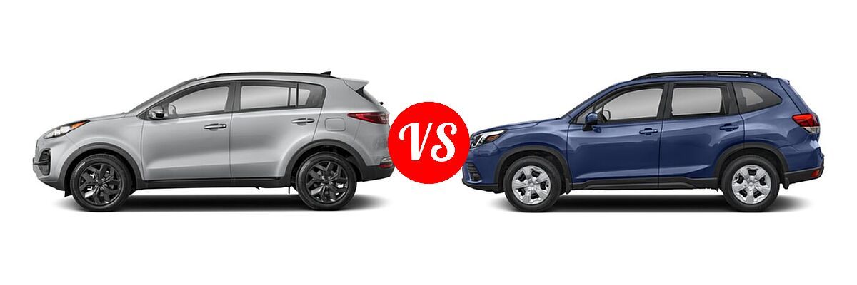 2022 Kia Sportage SUV Nightfall vs. 2022 Subaru Forester SUV CVT - Side Comparison