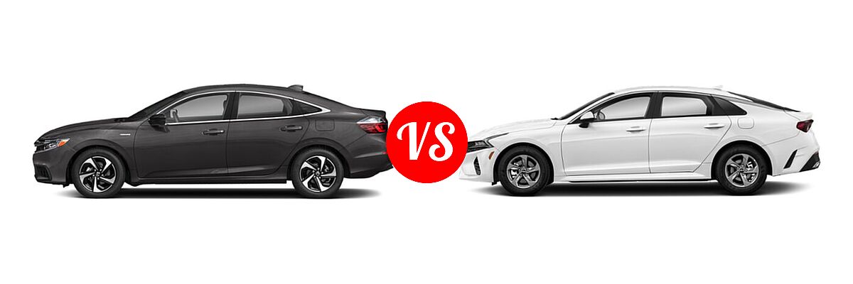 2022 Honda Insight Sedan Hybrid EX vs. 2022 Kia K5 Sedan EX / GT / LX / LXS - Side Comparison