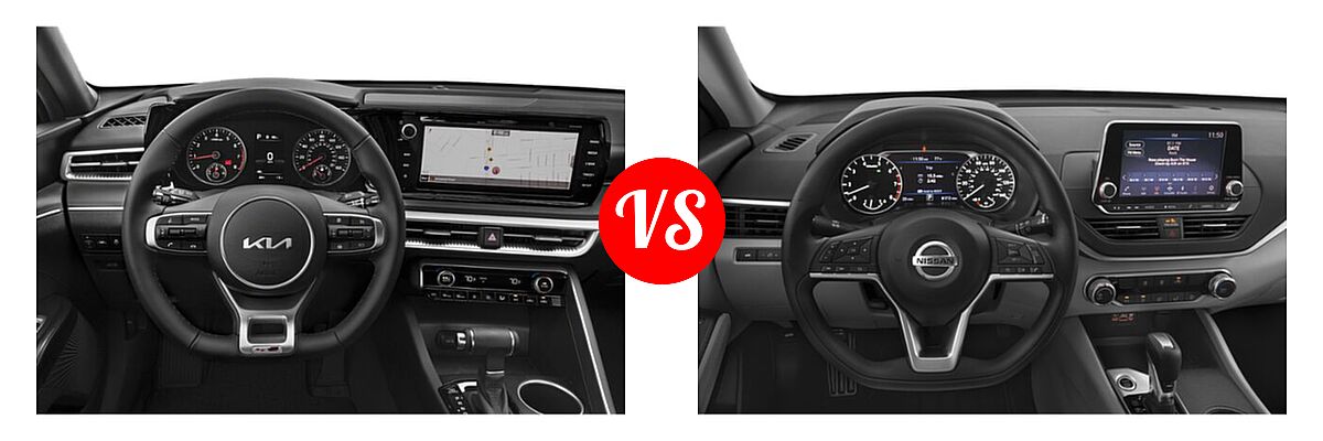 2022 Kia K5 Sedan GT-Line vs. 2022 Nissan Altima Sedan 2.5 Platinum / 2.5 SL / 2.5 SV - Dashboard Comparison
