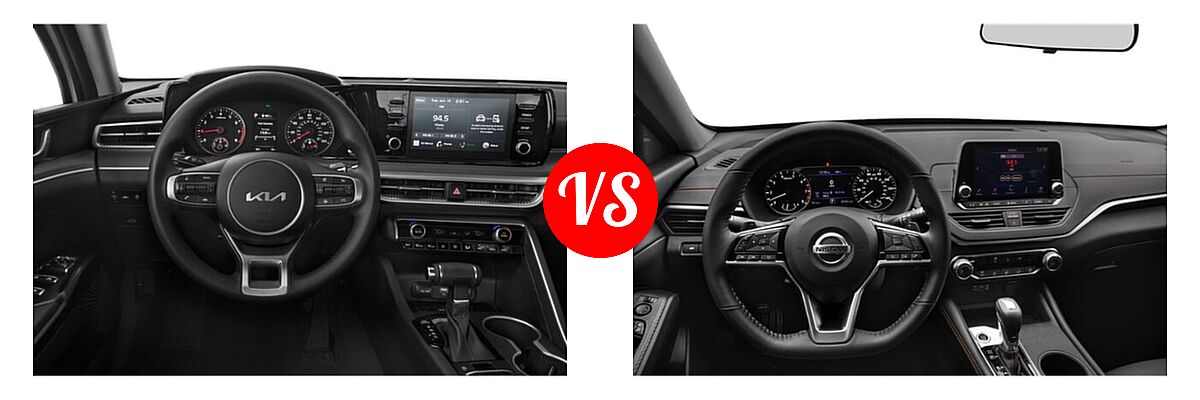 2022 Kia K5 Sedan EX / GT / LX / LXS vs. 2022 Nissan Altima Sedan 2.0 SR / 2.5 SR - Dashboard Comparison