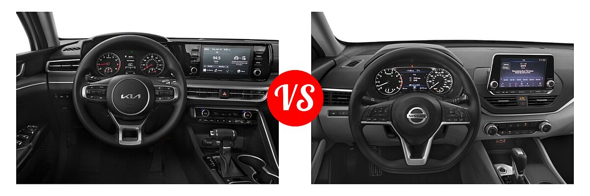 2022 Kia K5 Sedan EX / GT / LX / LXS vs. 2022 Nissan Altima Sedan 2.5 Platinum / 2.5 SL / 2.5 SV - Dashboard Comparison