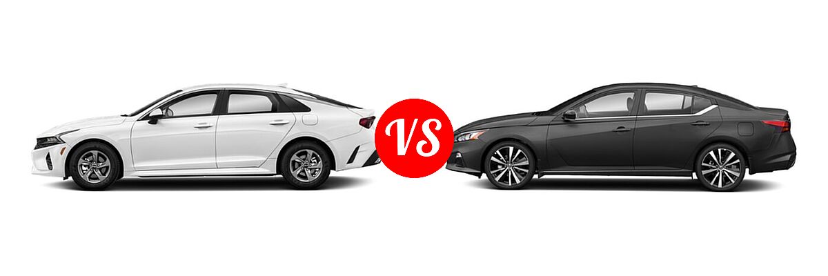 2022 Kia K5 Sedan EX / GT / LX / LXS vs. 2022 Nissan Altima Sedan 2.0 SR / 2.5 SR - Side Comparison