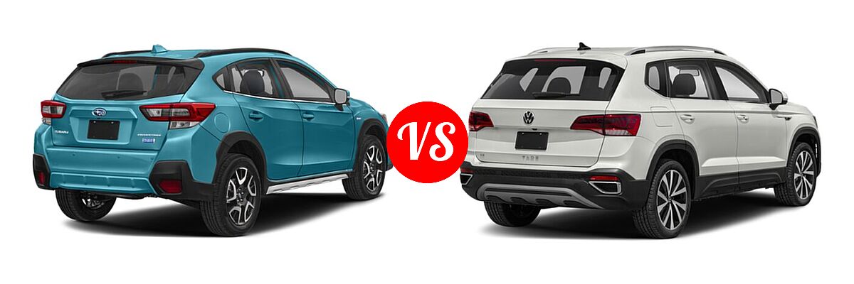 2022 Subaru Crosstrek SUV Hybrid vs. 2022 Volkswagen Taos SUV SE - Rear Right Comparison