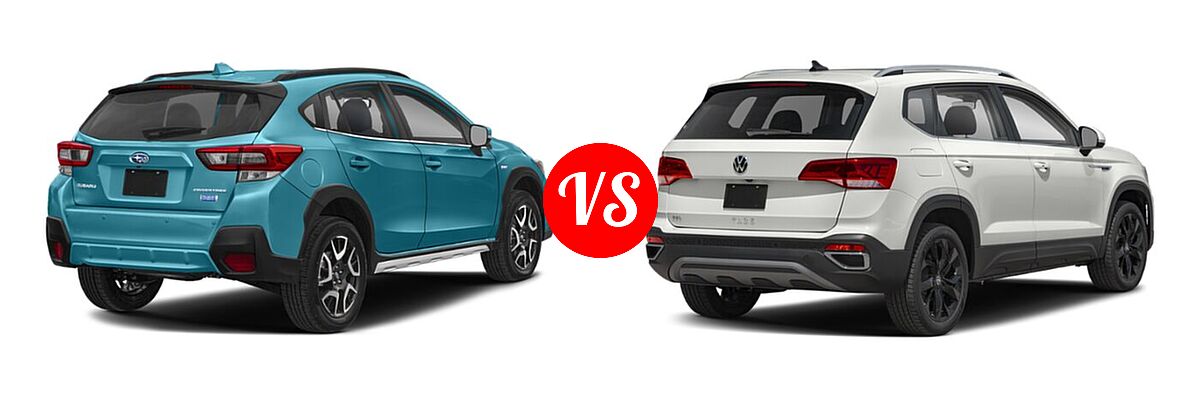 2022 Subaru Crosstrek SUV Hybrid vs. 2022 Volkswagen Taos SUV SEL - Rear Right Comparison