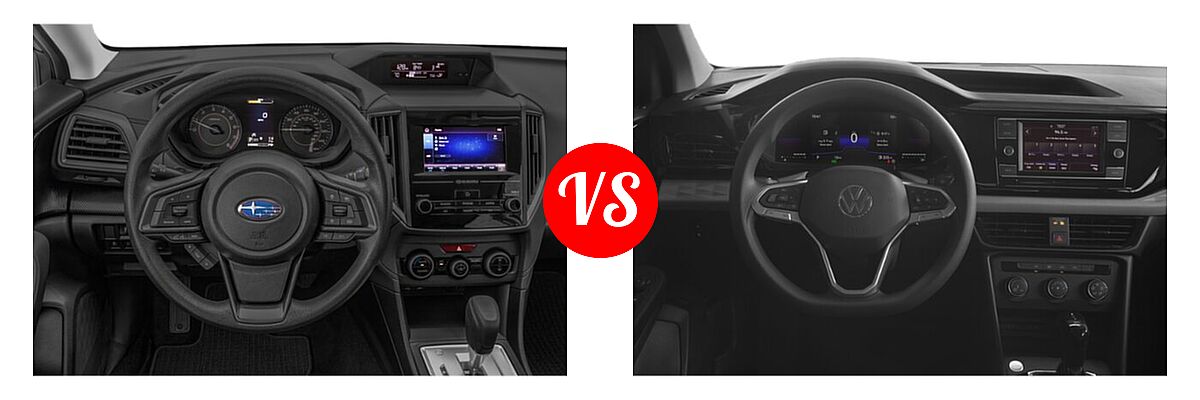 2022 Subaru Crosstrek SUV CVT / Manual vs. 2022 Volkswagen Taos SUV S - Dashboard Comparison
