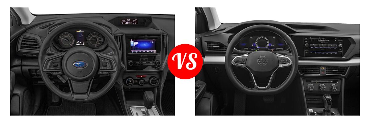 2022 Subaru Crosstrek SUV CVT / Manual vs. 2022 Volkswagen Taos SUV SE - Dashboard Comparison