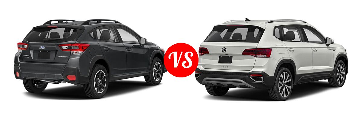 2022 Subaru Crosstrek SUV CVT / Manual vs. 2022 Volkswagen Taos SUV SE - Rear Right Comparison