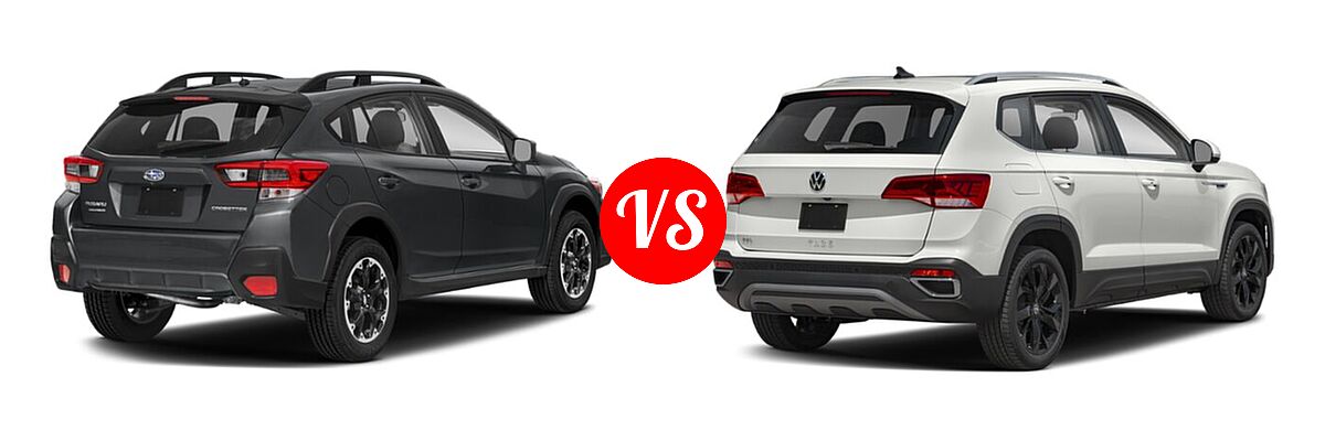 2022 Subaru Crosstrek SUV CVT / Manual vs. 2022 Volkswagen Taos SUV SEL - Rear Right Comparison