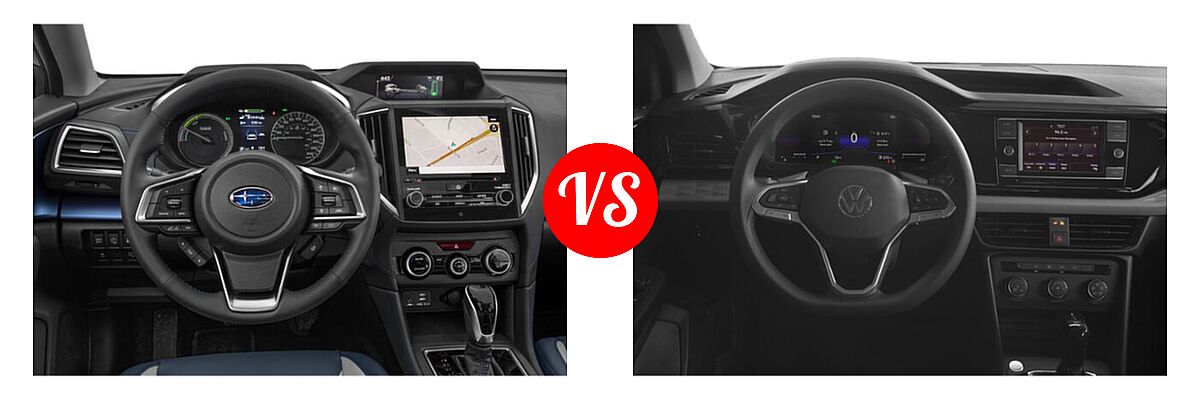 2022 Subaru Crosstrek SUV Hybrid vs. 2022 Volkswagen Taos SUV S - Dashboard Comparison
