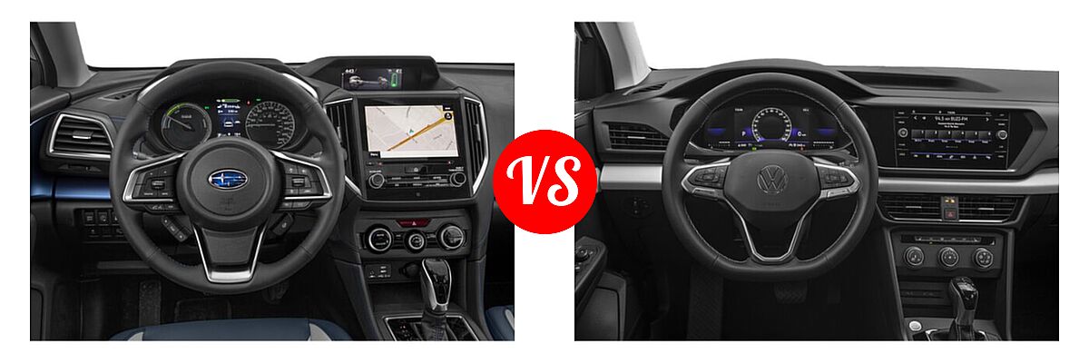 2022 Subaru Crosstrek SUV Hybrid vs. 2022 Volkswagen Taos SUV SE - Dashboard Comparison