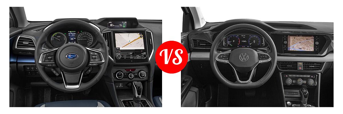 2022 Subaru Crosstrek SUV Hybrid vs. 2022 Volkswagen Taos SUV SEL - Dashboard Comparison