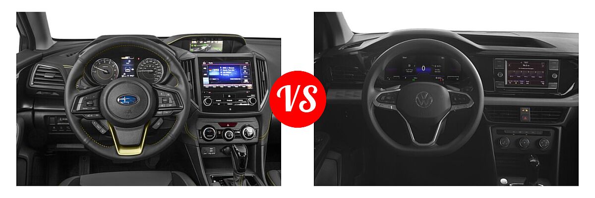 2022 Subaru Crosstrek SUV Sport vs. 2022 Volkswagen Taos SUV S - Dashboard Comparison
