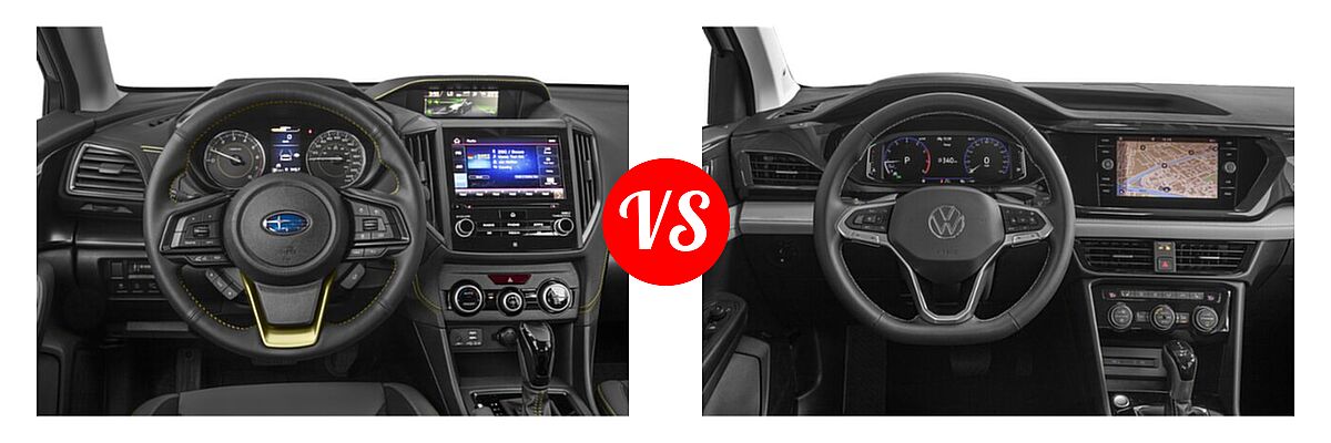 2022 Subaru Crosstrek SUV Sport vs. 2022 Volkswagen Taos SUV SEL - Dashboard Comparison