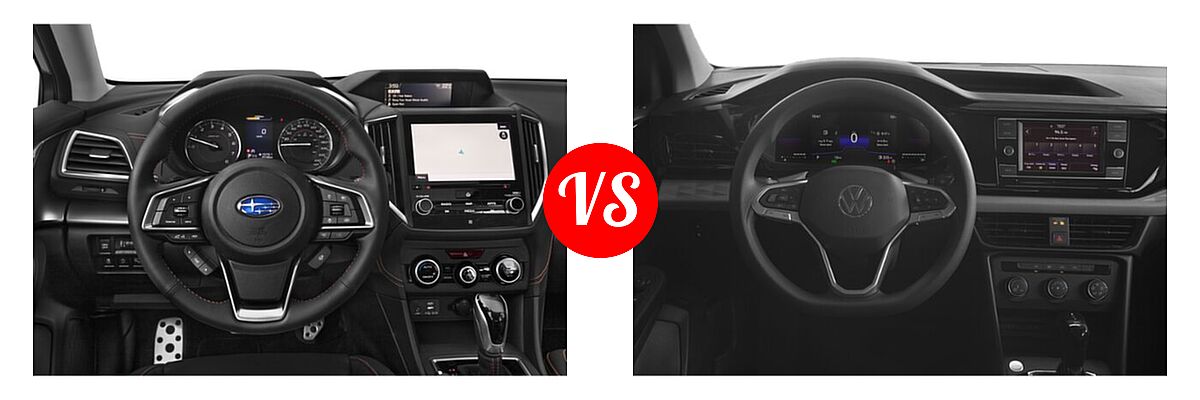2022 Subaru Crosstrek SUV Limited vs. 2022 Volkswagen Taos SUV S - Dashboard Comparison
