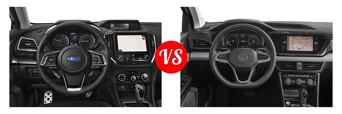 2022 Subaru Crosstrek SUV Limited vs. 2022 Volkswagen Taos SUV SEL - Dashboard Comparison