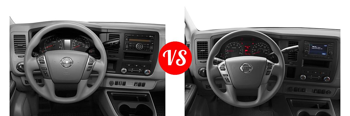 2017 Nissan NV Cargo Van S / SV vs. 2017 Nissan NV Passenger Van S / SL / SV - Dashboard Comparison
