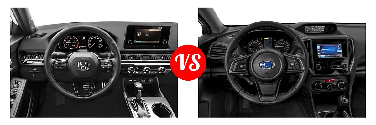 2022 Honda Civic Sedan Sport vs. 2022 Subaru Impreza Sedan Premium - Dashboard Comparison