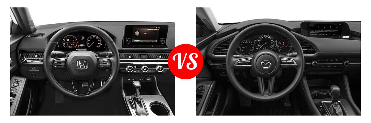 2022 Honda Civic Sedan Sport vs. 2022 Mazda 3 Sedan 2.5 S - Dashboard Comparison
