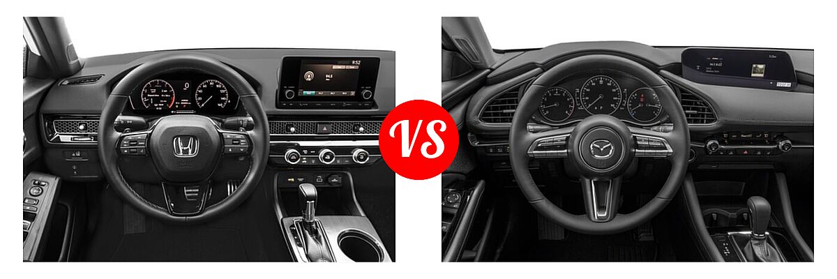 2022 Honda Civic Sedan Sport vs. 2022 Mazda 3 Sedan 2.5 Turbo Premium Plus - Dashboard Comparison