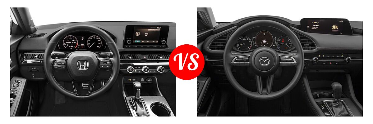 2022 Honda Civic Sedan Sport vs. 2022 Mazda 3 Sedan 2.0 - Dashboard Comparison