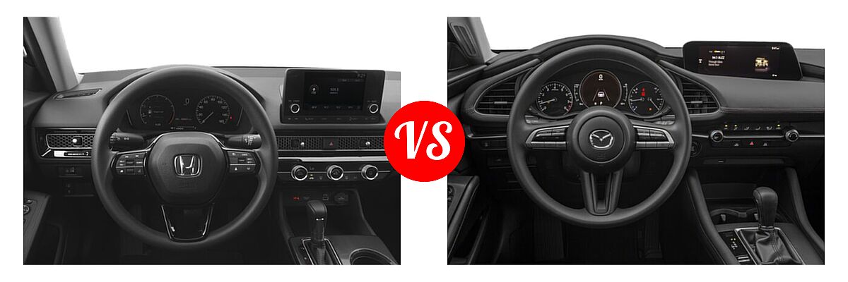 2022 Honda Civic Sedan LX vs. 2022 Mazda 3 Sedan 2.0 - Dashboard Comparison