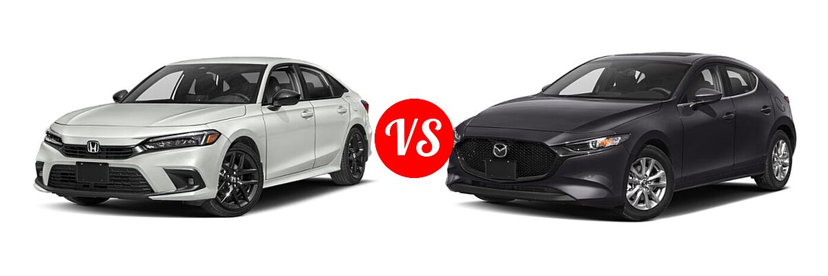 2022 Honda Civic Sedan Sport vs. 2022 Mazda 3 Sedan 2.5 S - Front Left Comparison