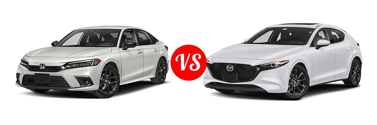 2022 Honda Civic Sedan Sport vs. 2022 Mazda 3 Sedan Premium - Front Left Comparison