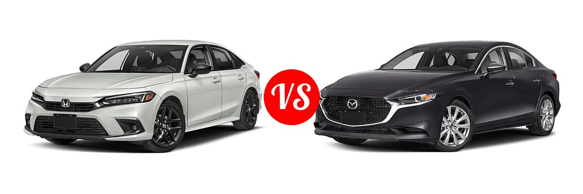 2022 Honda Civic Sedan Sport vs. 2022 Mazda 3 Sedan Premium - Front Left Comparison