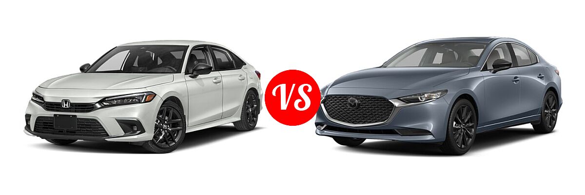 2022 Honda Civic Sedan Sport vs. 2022 Mazda 3 Sedan Carbon Edition - Front Left Comparison