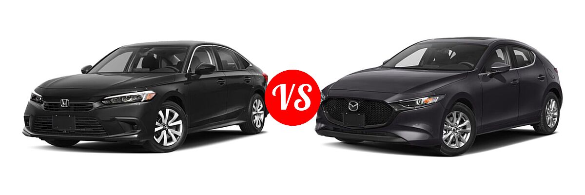 2022 Honda Civic Sedan LX vs. 2022 Mazda 3 Sedan 2.5 S - Front Left Comparison