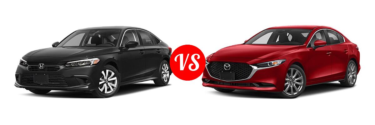 2022 Honda Civic Sedan LX vs. 2022 Mazda 3 Sedan Preferred - Front Left Comparison