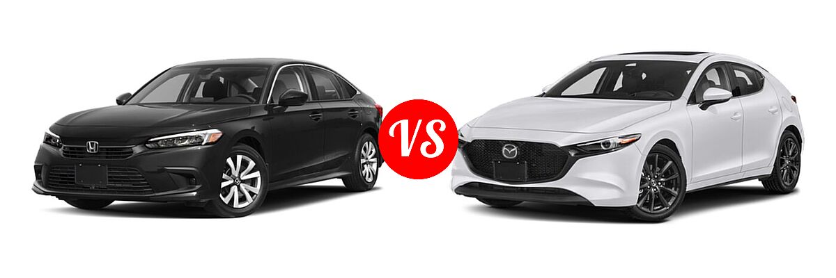 2022 Honda Civic Sedan LX vs. 2022 Mazda 3 Sedan Premium - Front Left Comparison