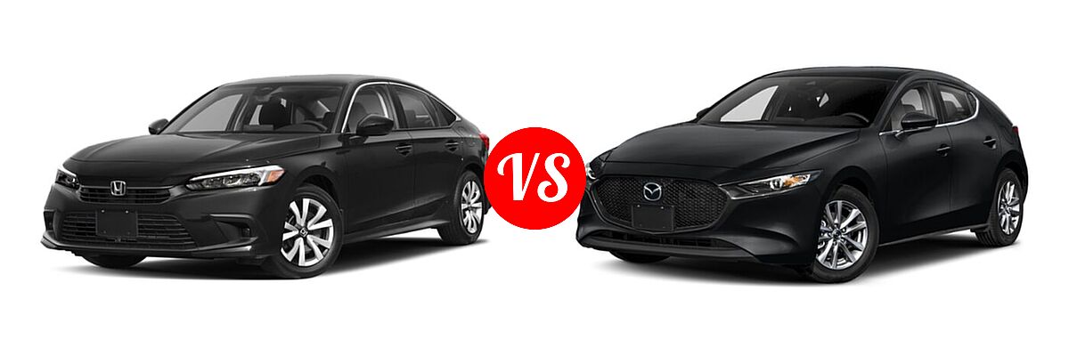 2022 Honda Civic Sedan LX vs. 2022 Mazda 3 Sedan 2.0 - Front Left Comparison