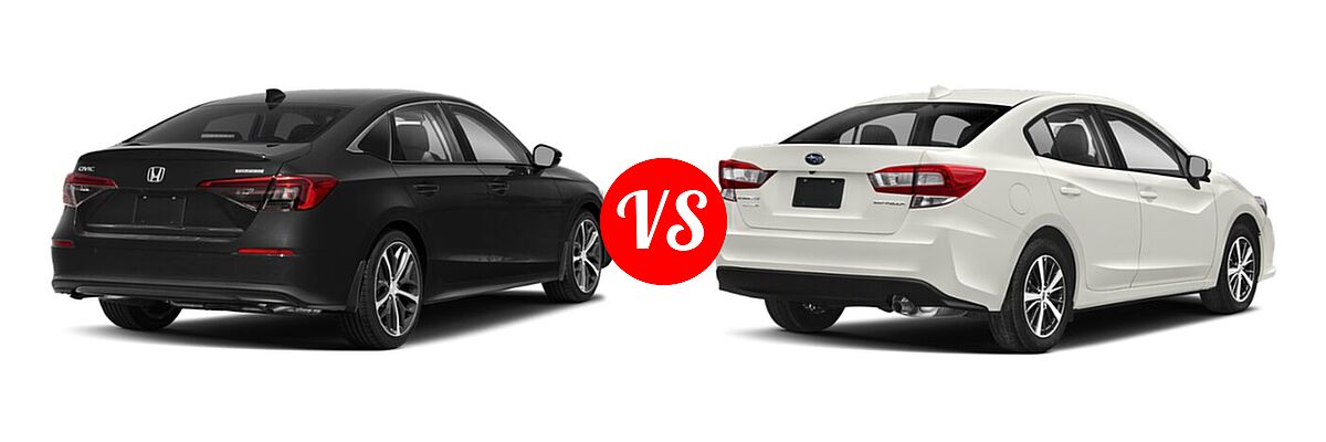 2022 Honda Civic Sedan Touring vs. 2022 Subaru Impreza Sedan Premium - Rear Right Comparison
