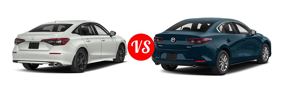 2022 Honda Civic Sedan Sport vs. 2022 Mazda 3 Sedan 2.5 S - Rear Right Comparison