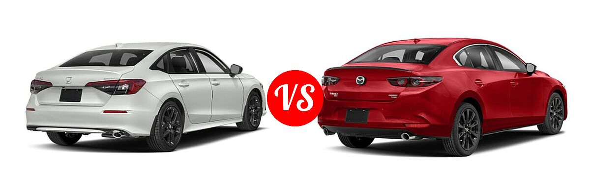 2022 Honda Civic Sedan Sport vs. 2022 Mazda 3 Sedan 2.5 Turbo Premium Plus - Rear Right Comparison